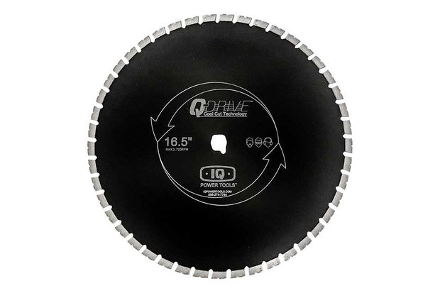 Diamond saw blade with Q-Drive branding on a white background