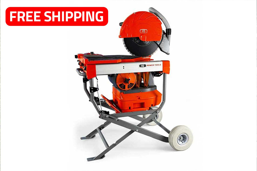 Circular saw on a stand with a white background
