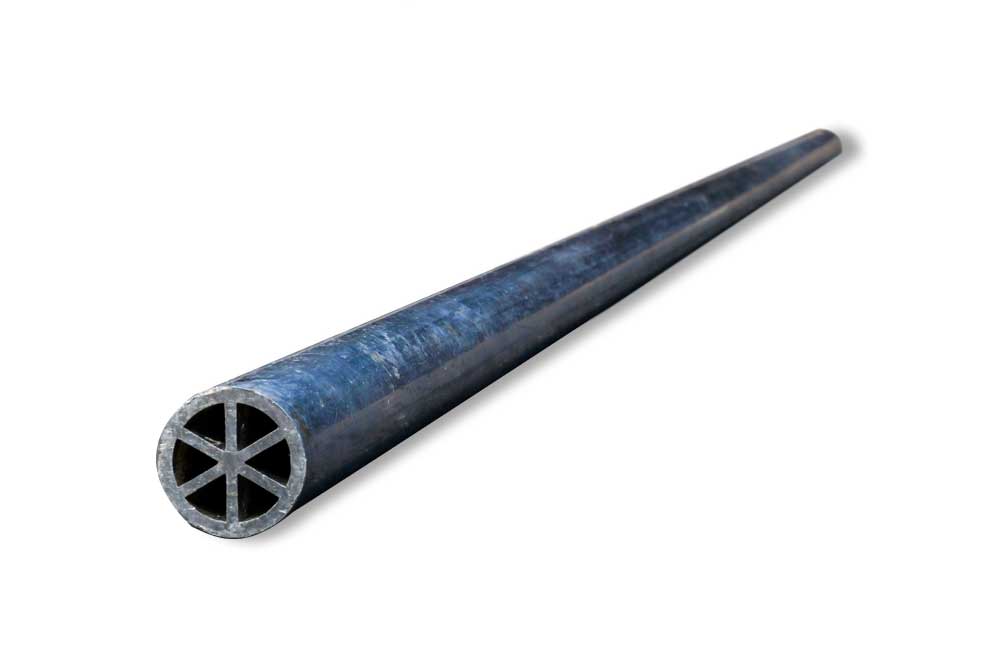 Metallic pipe with a textured surface on a white background